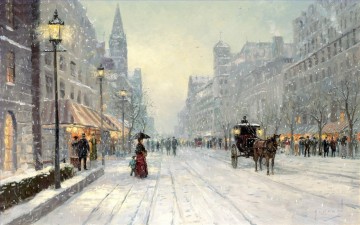 Artworks by 350 Famous Artists Painting - Winter Dusk Thomas Kinkade